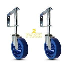Caster HQ 4 in. Spring Loaded Gate Casters | Solid Poly Wheels |140 lb Capacity (2-Pack)