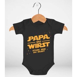 MoonWorks® Baby Bodysuit with Funny Saying Yoda Papa du wirst stark Sein du musst Announcement Schwangerschaft [German Language], Papa du Wirst Schwarz