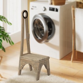 Heavy Duty Kitchen Step Stool with Handle, Besuerte Vintage Step Stool with 32.75" Tall Handle for Bathroom, Kitchen, No Need to Bend Your Back to Pick Up (Natural)