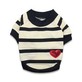 DroolingDog Pet Striped Tee Shirt for Dogs Medium Dog Clothes French Bulldog Clothes Boston Terrier Clothes for Dogs