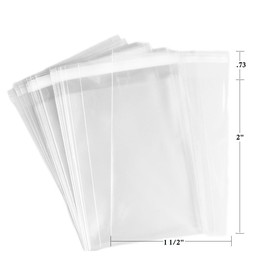 100 Pcs Clear Flat Cello/Cellophane Bags Good for Candies, Cookies, Bakery Goods, Soap, Other Goodie Treats (1.5" x 2" (38.1 x 50.8))