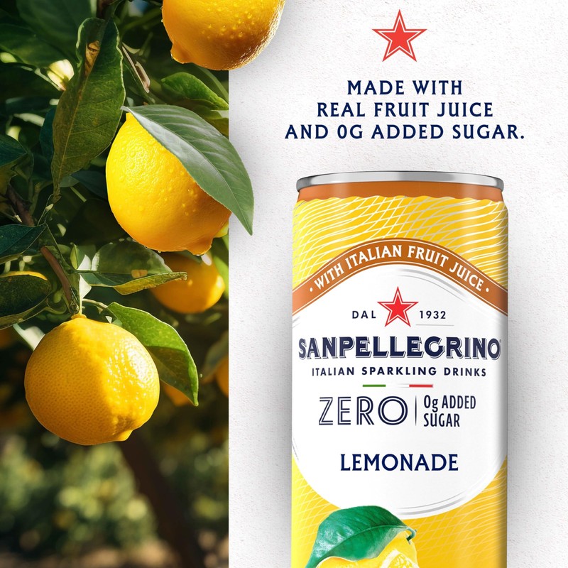 Sanpellegrino Zero Grams Added Sugar Italian Sparkling Drinks Lemonade, Sparkling
