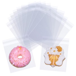 JCXGRVC 100Pcs 5 x 5Inch Clear Cellophane Single Donut Bags Individual Macaron Bag Cookies Bags Packaging Bakery Treat Bag for Soap Chocolate Truffle Ore Wedding Bab Shower Birthday Party Favors