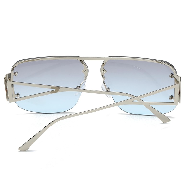 YUELUQU Retro Aviator Glasses Men Women Metal Half Frame Trendy