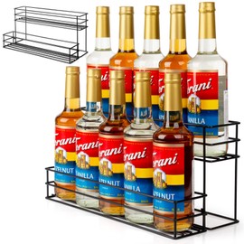 10 Bottle Capacity Coffee Syrup Organizer 2 Tier Coffee Syrup Stand Shelf for Coffee Bar Kitchen Small Wine Rack for Bar Family Storage for Syrup Wine Dressing