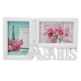 Haofy 4x6 Plastic Double Picture Frame, Eiffel Tower Double Picture Frame, Decorative Picture Frame, Vertical and Horizontal Opening Picture Wall Table Top Frame