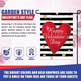 Super Tough Garden Flag 12 x 18 Inch - Happy Valentine’s Day | Durable Oxford Polyester | Vivid Colors | Single-Sided Design | Fade-Resistant | Perfect for Outdoor & Indoor Display | Holiday Decor
