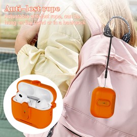 MHYALUDO AirPods Pro 2 Case with Closure & Military Drop Protection, Dustproof Charging Stand Sock, Lanyard & Scratch Resistant Case for AirPods Pro 2nd Generation with Visible LED, Orange