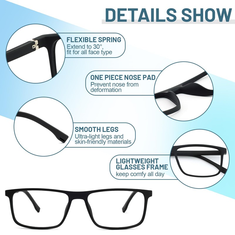 OCCI CHIARI Blue Light Blocking Men's Reading Glasses Computer Stylish