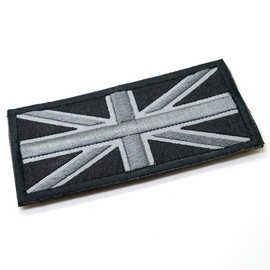 Black and Grey Union Jack Flag Patch British Military Hook and Loop Emblem 10x5cm Army Airsoft Badge Police Security UK