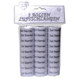 Udo Schmidt Streamers 3 Rolls of 9 White Just Married Paper