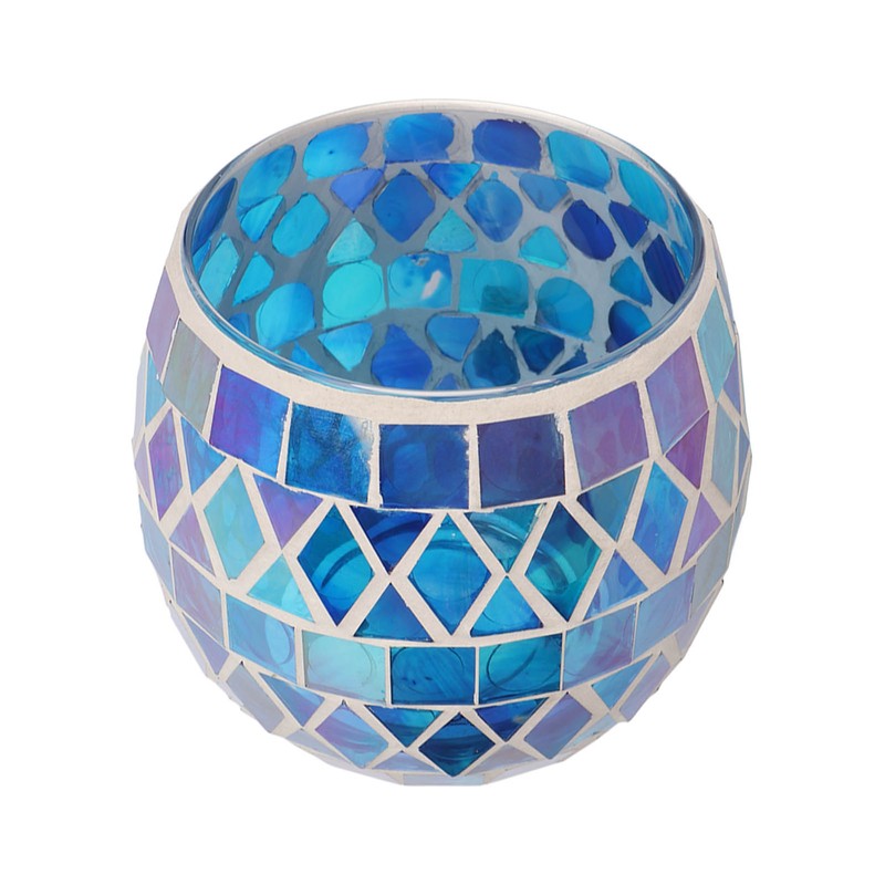Purple Blue Mosaic Glass Candle Holder Romantic DIY Scented Candle