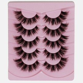 Lashes Natural Look Cat Eye False Eyelashes 5D Volume Fluffy Fox Eye Lashes Wispy 17mm Strip Fake Eyelash Extension, 5 Pairs Pack, LTM33
