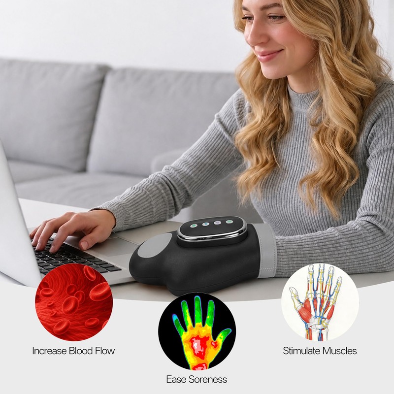 Hand Massager with Heat and Compression Black