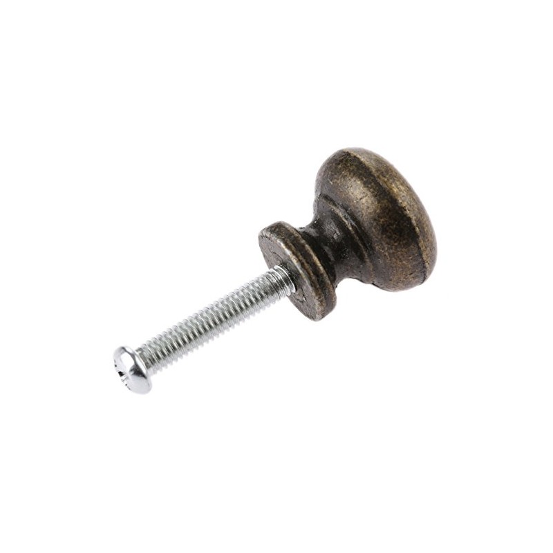 Dophee 10Pcs 19x17mm Antique Brass Cabinet Drawer Round Pulls Cupboard