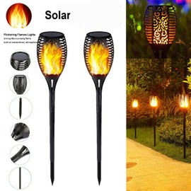 Zjyufy 4pcs Garden Lights, Solar Lights Outdoor Garden, Flickering Dancing Flame Lights Waterproof, Torch Lights for Outdoor Garden Patio Pathway Yard Driveway