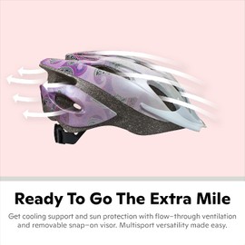 Schwinn Thrasher Bike Helmet for Adult Men Women Age 14+ with Suggested Fit 58-62cm, No Light Option, Lightweight with Adjustable Side and Chin Strap, Bike Accessories, Pink/Purple