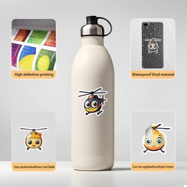 The Helicopter Sticker Set 100 Pieces Cute Decoration for Car Laptop Skateboard Bicycle Moped Motorcycle Bicycle Computer Suitable for Adults Children
