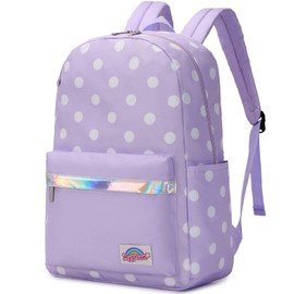 mygreen Cartoon Dot Prints Backpacks for Girls Kids Elementary School Bags Boys Nylon Bookbag Light Purple