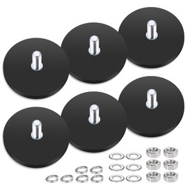 Hejo Neodymium Magnets, 6PCS Rubber-Coated Round Magnets Diameter 43 mm with M6 External Thread Stud and Nuts,Vertical adhesion Up to 10 kg, for Automobile, Lamps, PTZ, Instruments and Apparatuses