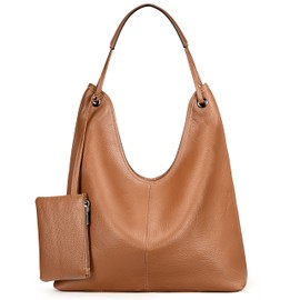 YALUXE Women’s Genuine Cowhide Leather Hobo Handbag Shoulder Bag Purse with Coin Pouch