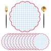 Plaid Scalloped Paper Placemats 60 Sheets Disposable Place Mats Blue