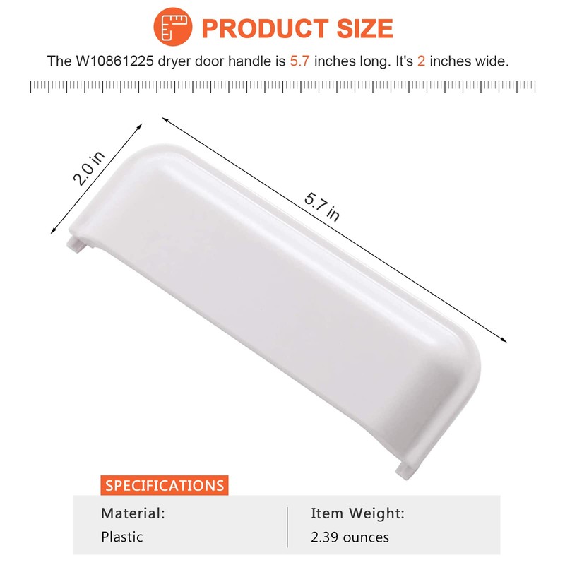 Beaquicy W10861225 W10714516 Dryer Door Handle - Pack of 2