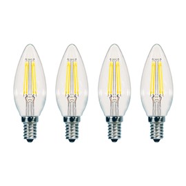 Satco S9961/04 C11 Decorative LED Filament Light Bulb, 60W-Replacement, 5.5W, 3000K, 4-Pack