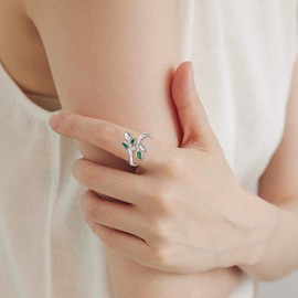 YFN Sunflower Rings Sterling Silver Flower Open Adjustable Ring with Bee/Ladybird/Butterfly/Dragonfly for Women Girls, Sterling Silver, Cubic Zirconia