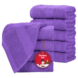 Ample Decor Face Towels Set of 10 600 GSM 30 X 30 CM 100% Cotton, Premium Wash Cloths Quick Drying Soft Absorbent Thick Fingertip Towels, Flannels for Spa, Bathroom, Gym, Daily Use, Purple