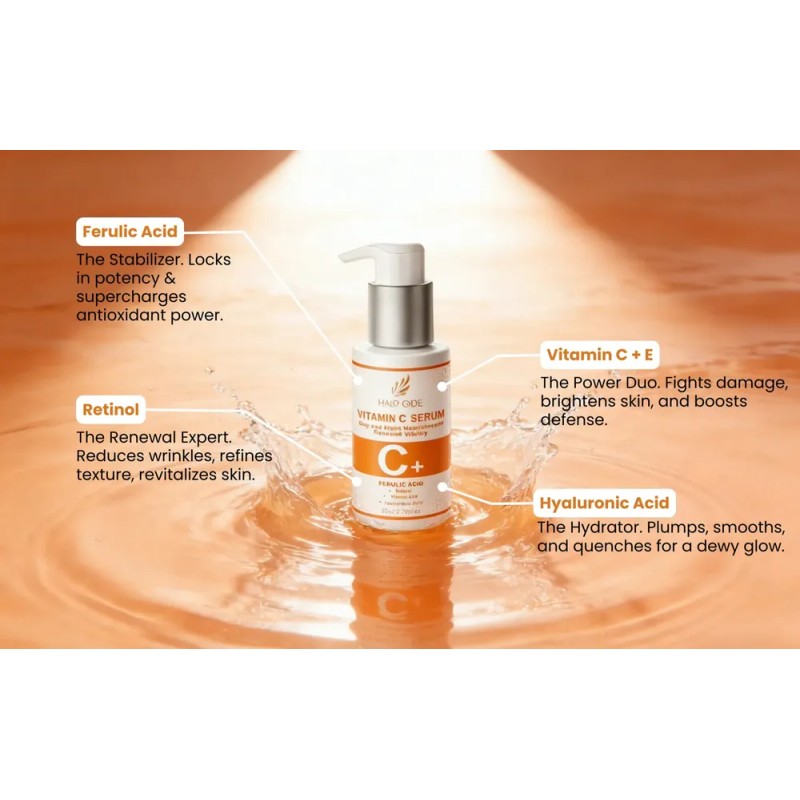 Sérum Facial: Vitamina C, Retinol, Ácido Hialurónico.