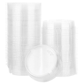 Beasea Aluminum Foil Cups Plastic Lids, 100pcs 4.7 Inch Disposable for 7.3oz 215ml Ramekin Cupcake Baking (No Cups)