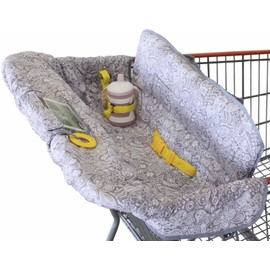Shopping Cart Cover for Baby or Toddler | 2-in-1 High Chair Cover | Compact Universal Fit | Modern Unisex Design for Boy or Girl | Includes Carry Bag | Machine Washable | Fits Restaurant Highchair