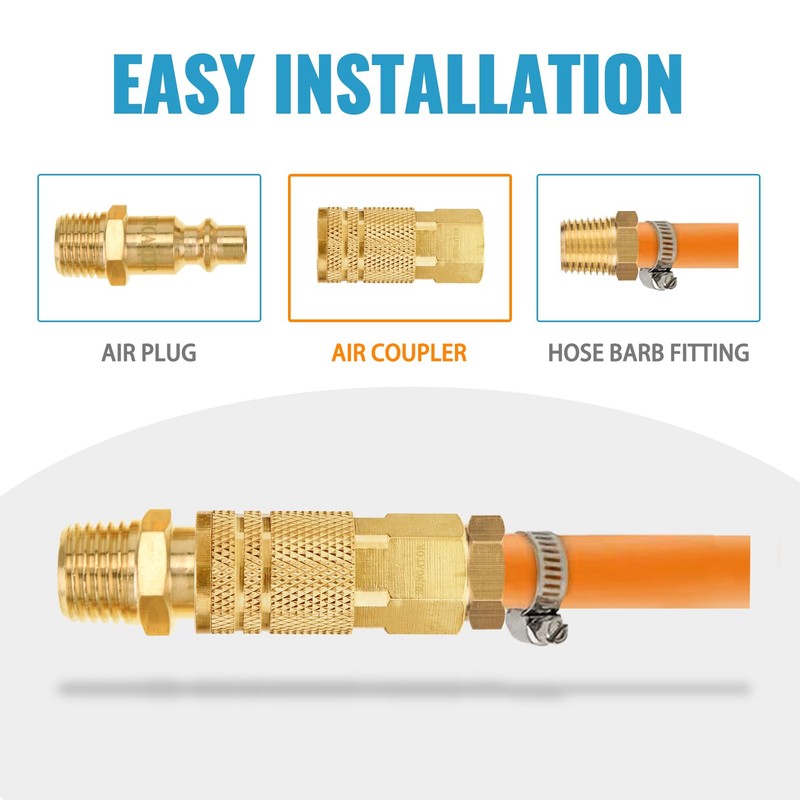 SUNGATOR 1/4'' Air Hose fittings, 10-Pack Brass 1/4 Inch NTP