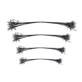 Wambere Pack of 50 Steel Leaders Fishing Pike Steel Wire Fishing Rigs Steel Leaders Leader Pike Anti Tangle Braided Wire Anti Bite Wire Wire Prevent Fish Bite Line Fishing Equipment, Black, 15 cm
