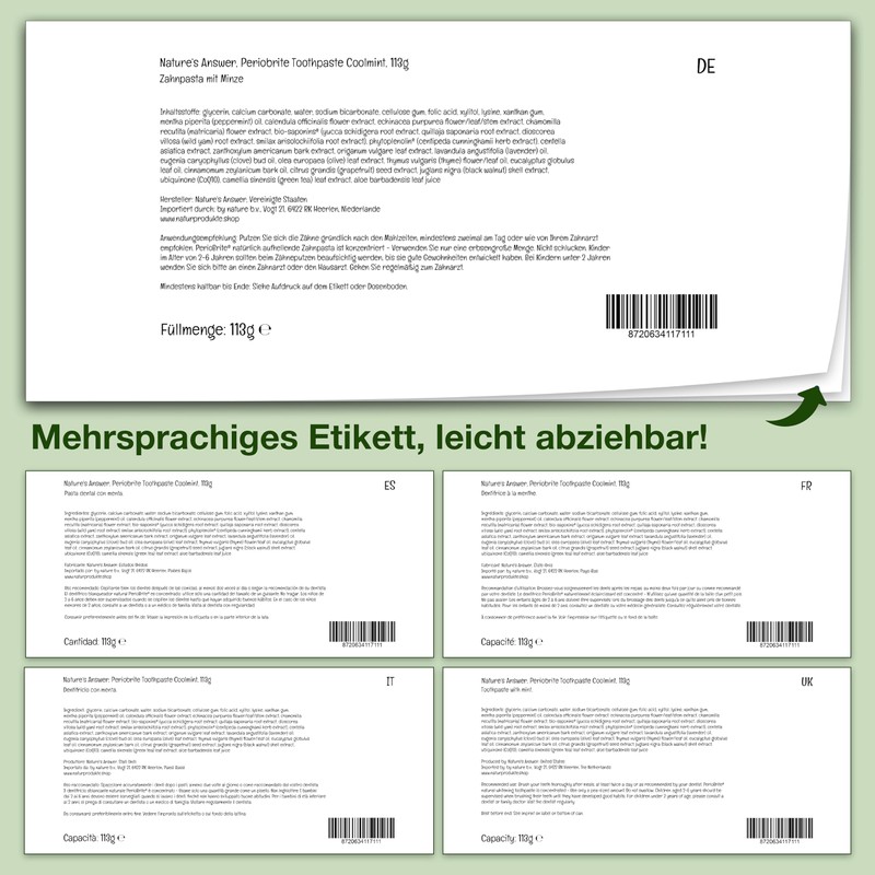 Nature's Answer, Peribrite Toothpaste Coolmint (Zahnpasta mit Minze), 113g, Laborgeprüft,