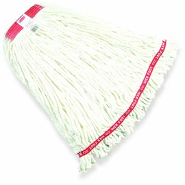 Rubbermaid Commercial Products Web Foot Shrinkless Wet Mop Head Replacement, Large, 1-Inch Headband, White, Heavy Duty Industrial Wet Mop For Floor Cleaning Office/School/Stadium/Lobby/Restaurant