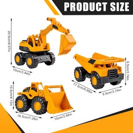 XPJBKC Construction Vehicles Toys, 3 Pcs Sand Pit Toys include Digger, Dumper Truck and Bulldozer, Mini Engineering Toy, Excavator Toy for Boys Age 2+ Year Olds, Yellow