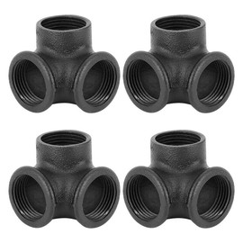 1" Black Pipe Fittings 3-Way Side Outlet Elbow - Home Expert 10 Pack Malleable Cast Iron Threaded Pipe Fittings 3-Way Side Outlet Tee for Industrial Pipe Shelves Bracket Vintage Pipe Furniture