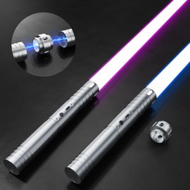 LCMAOKE 2 Pack Light Saber, 15 Colors and 4 Modes Light up Light Saber for Dueling, 2-in-1 RGB Detachable USB Charge, Gifts Toys for Kids Adults Birthday Christmas Thanksgiving