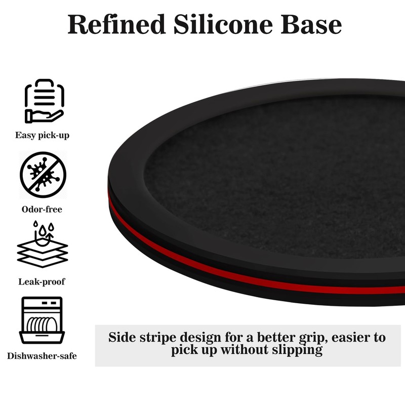 Sleek Absorbent Coasters with Holder – Silicone Cup Mat with