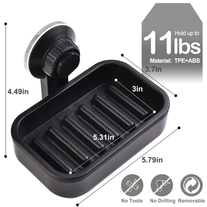 Suction Cup Soap Holder for Shower Wall, Bathroom, Tub and