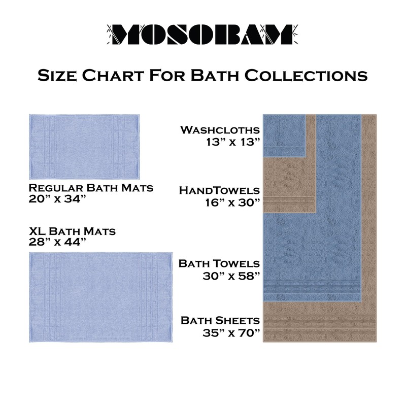 Mosobam Luxury Turkish 6pc Mixed Bath Bundle 2 Sizes for