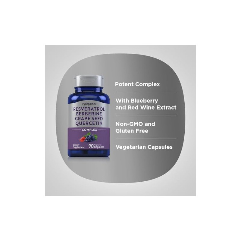 Piping Rock Resveratrol Berberine Grape Seed & Quercetin Complex |