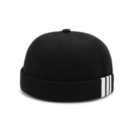 Nanwansu Dome Brimless Docker Cap Sailor Beanie Cap Visorless Hat for Men & Women Black