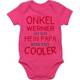 Geschenk mit Namen personalisiert by Shirtracer - Baby Bodysuit Boy Girl - Uncle Is Like Dad - Only Much Cooler, 5 Fuchsia, 3-6 months
