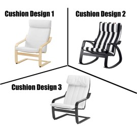 Vepping Lude Multi Colored Armchair Replacement Cover, Fits IKEA Poäng Armchair, Cushion not Included (Cushion Design 3, Cotton - White)