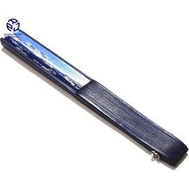 RPJ Handmade Japanese Silk Folding Fan – Nagare Sakura Blue 21cm 30-Rib – Women's Traditional Sensu by Artisans