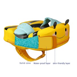 Baby Float with Crotch Strap & Inflation-Free Solid Core Mambobaby Kid Swimming Ring Have Sunshade M6-36 Months Old Swim Pool Tube L with Canopy2-7Yeas (M with Canopy Weight 13-33 LB)