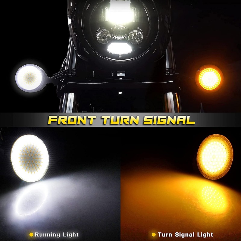 NTHREEAUTO 1157 LED Front Turn Signals 2 Inch Bullet Smoked
